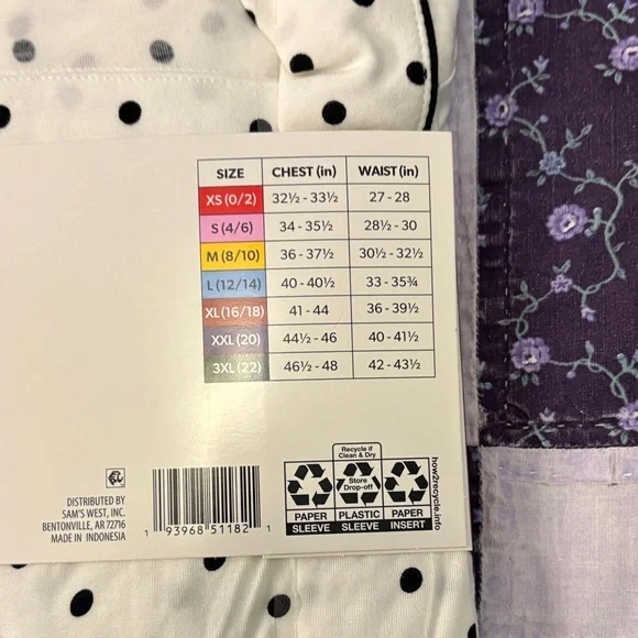 DreamMark Women’s White Polka Dot Notch Collar Pajama Set - XL - Picture 3 of 3